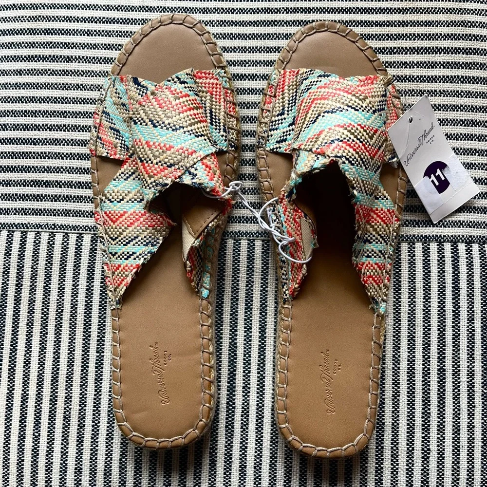 🆕 11 Universal Thread Sonya Woven Slide Sandals NWT